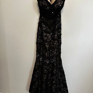JS Collections Black Lace Maxi Dress